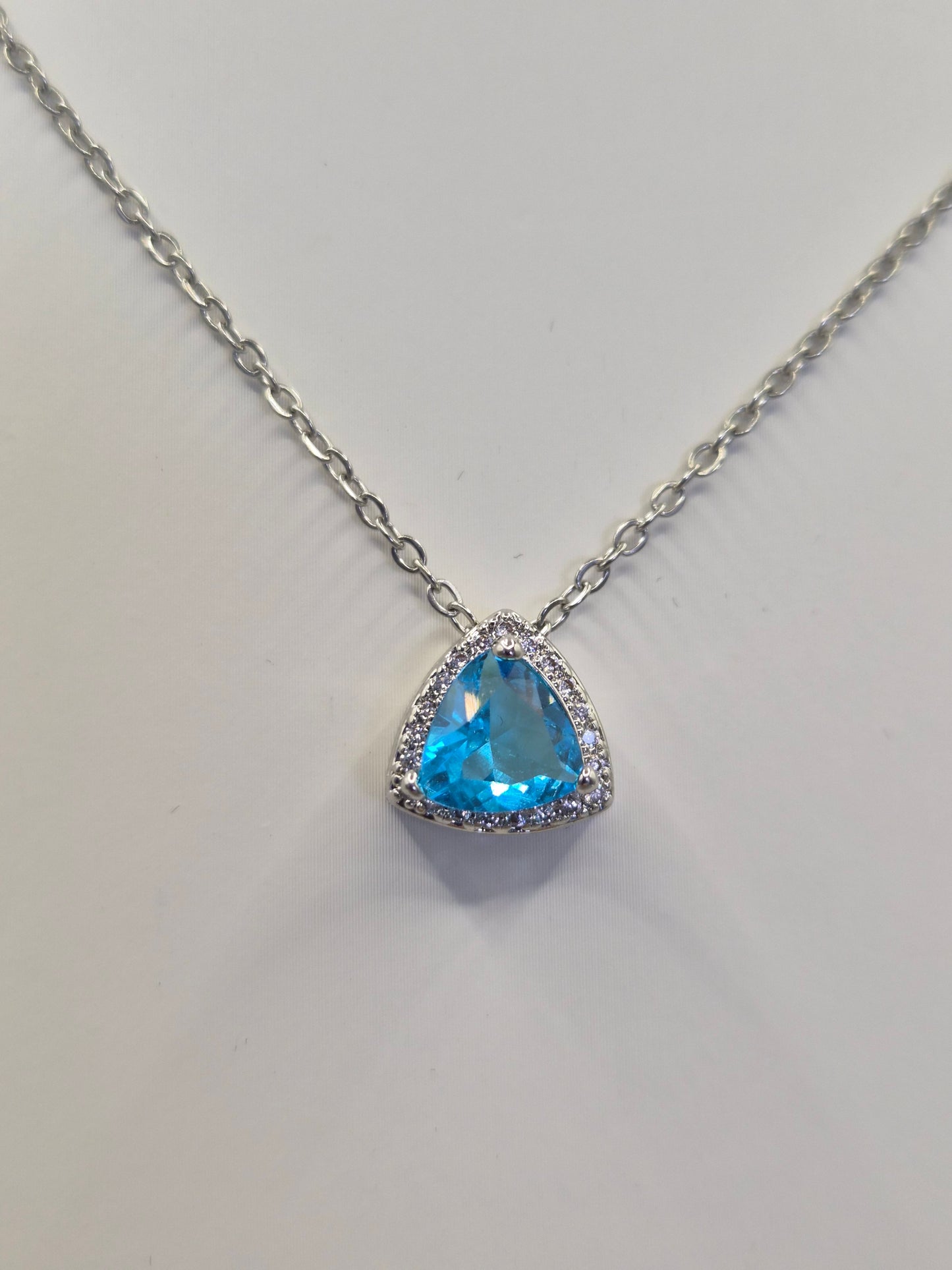 Blue Trilliant & Round Cubic Zirconia Pendant