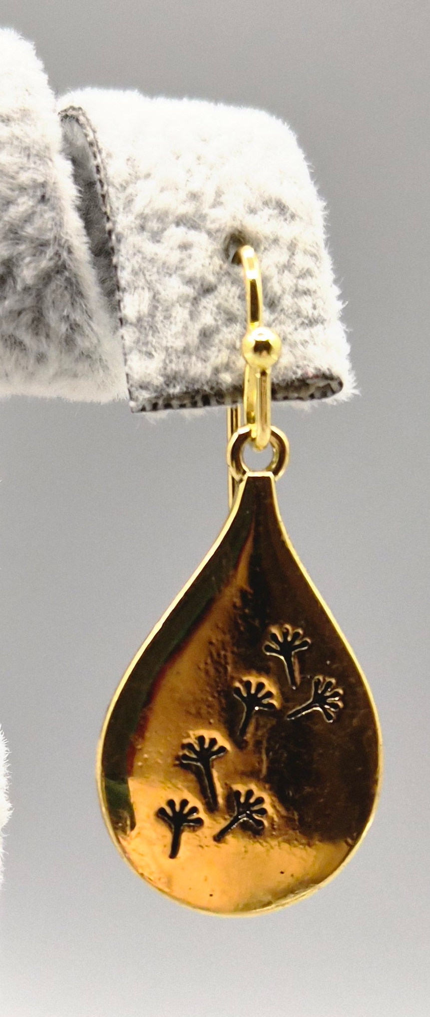 Gold Dandelion Pear Drop Earrings