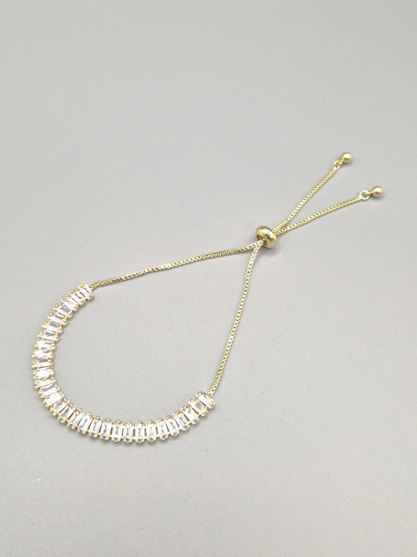 Baguette Cut Cubic Zirconia Adjustable Yellow Set Bracelet