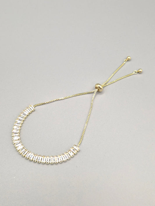 Baguette Cut Cubic Zirconia Adjustable Yellow Set Bracelet