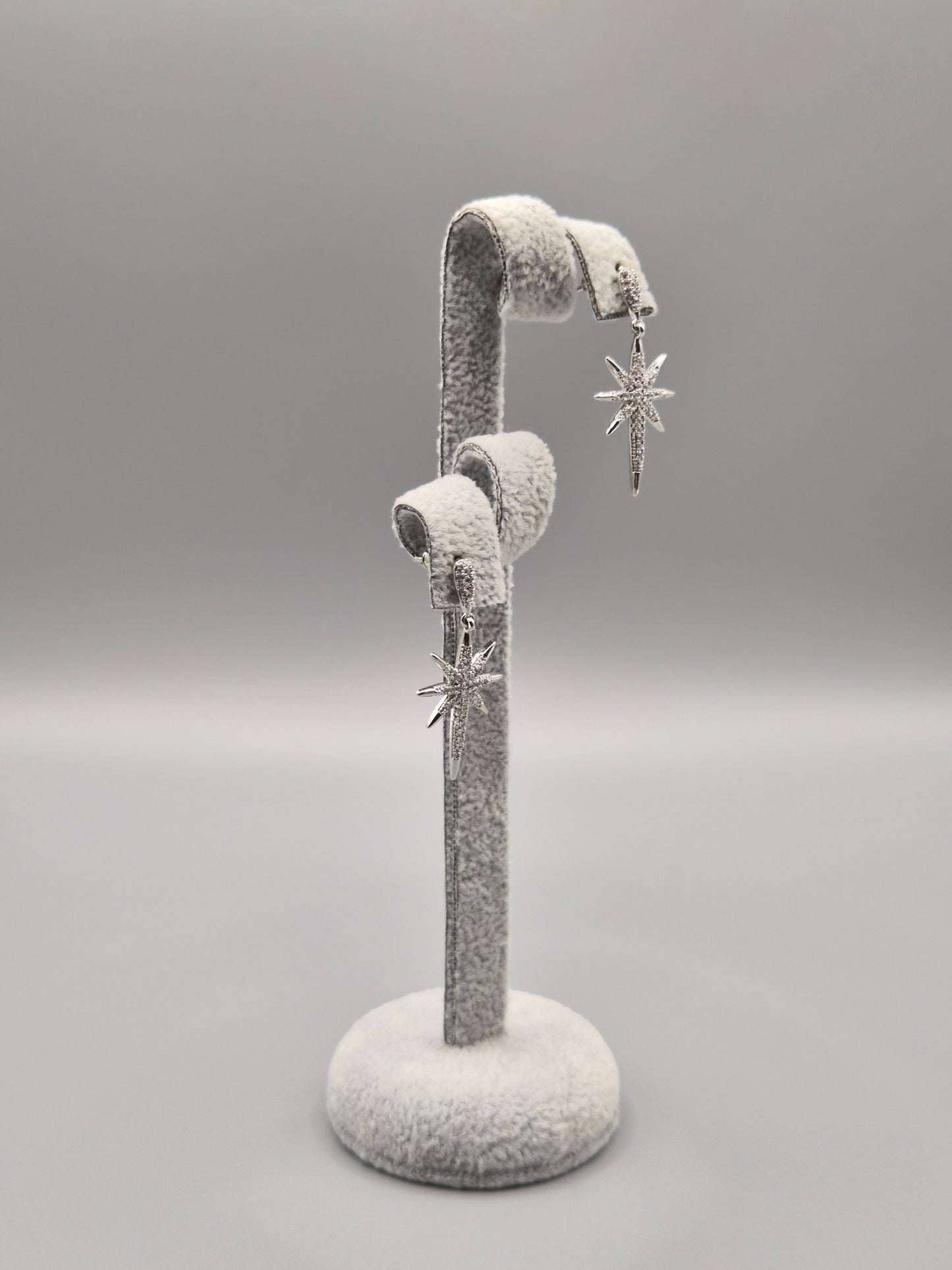 Long Star Cubic Zirconia Drop Earrings