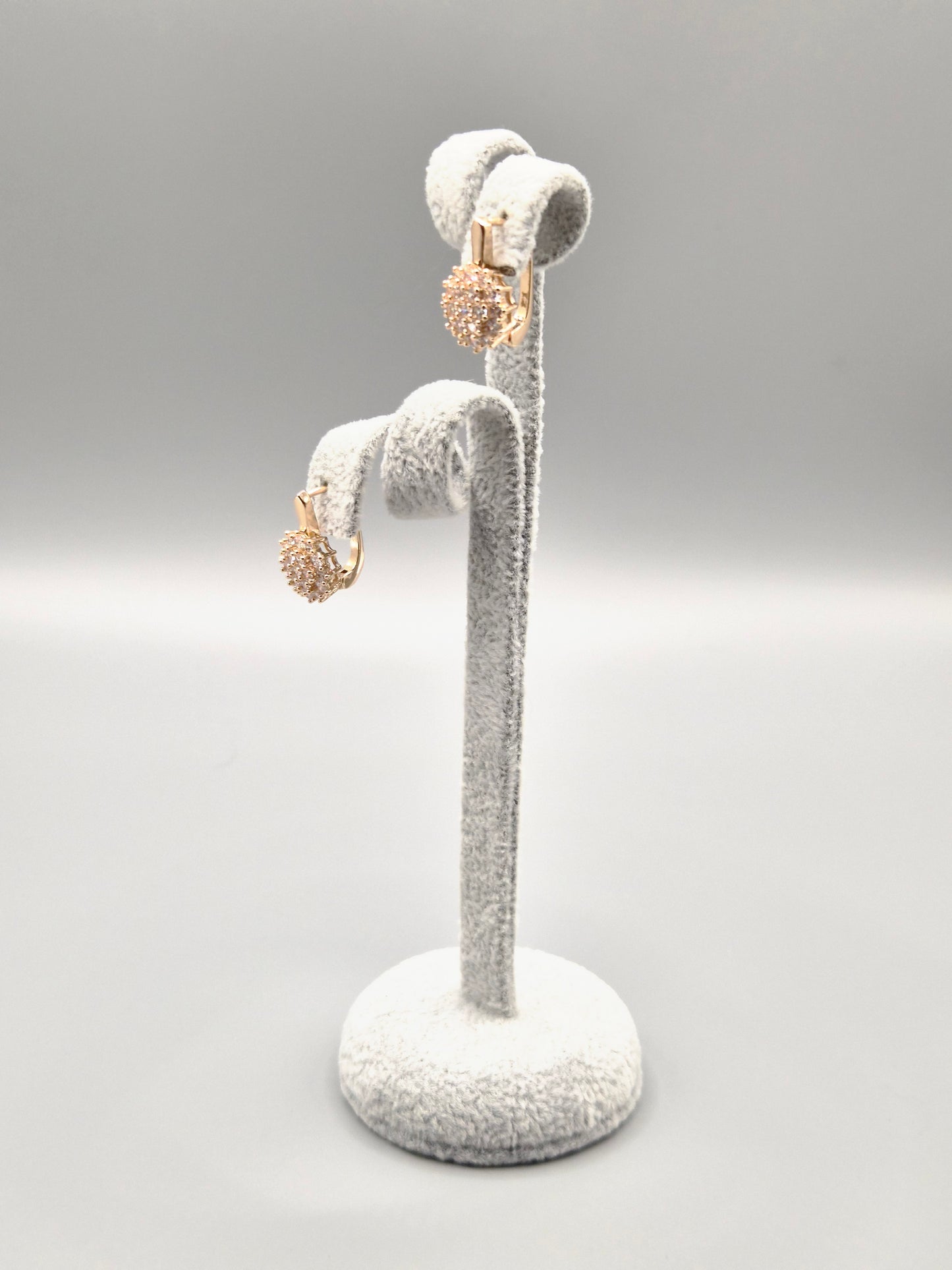 Gold Circle Bead Set Cubic Zirconia Huggie Hoop Earrings