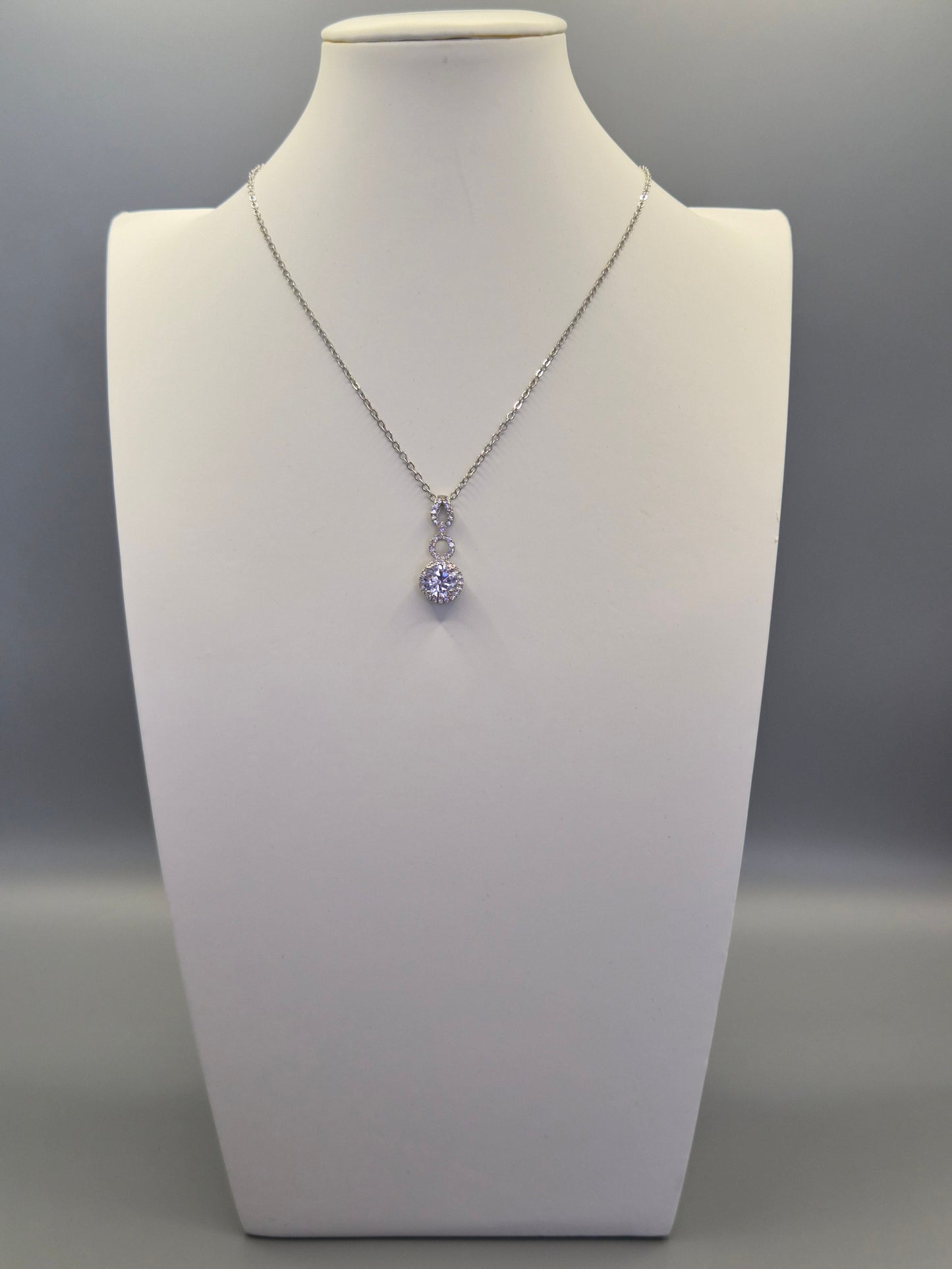 Double Loop & Halo Cubic Zirconia Pendant