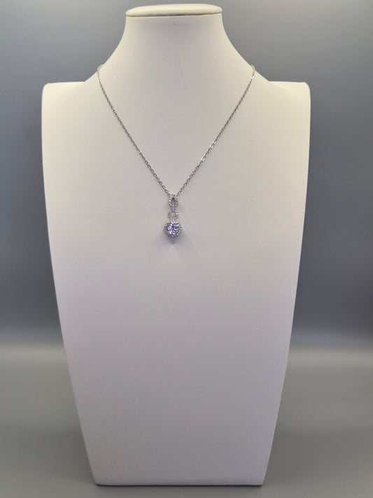 Double Loop & Halo Cubic Zirconia Pendant