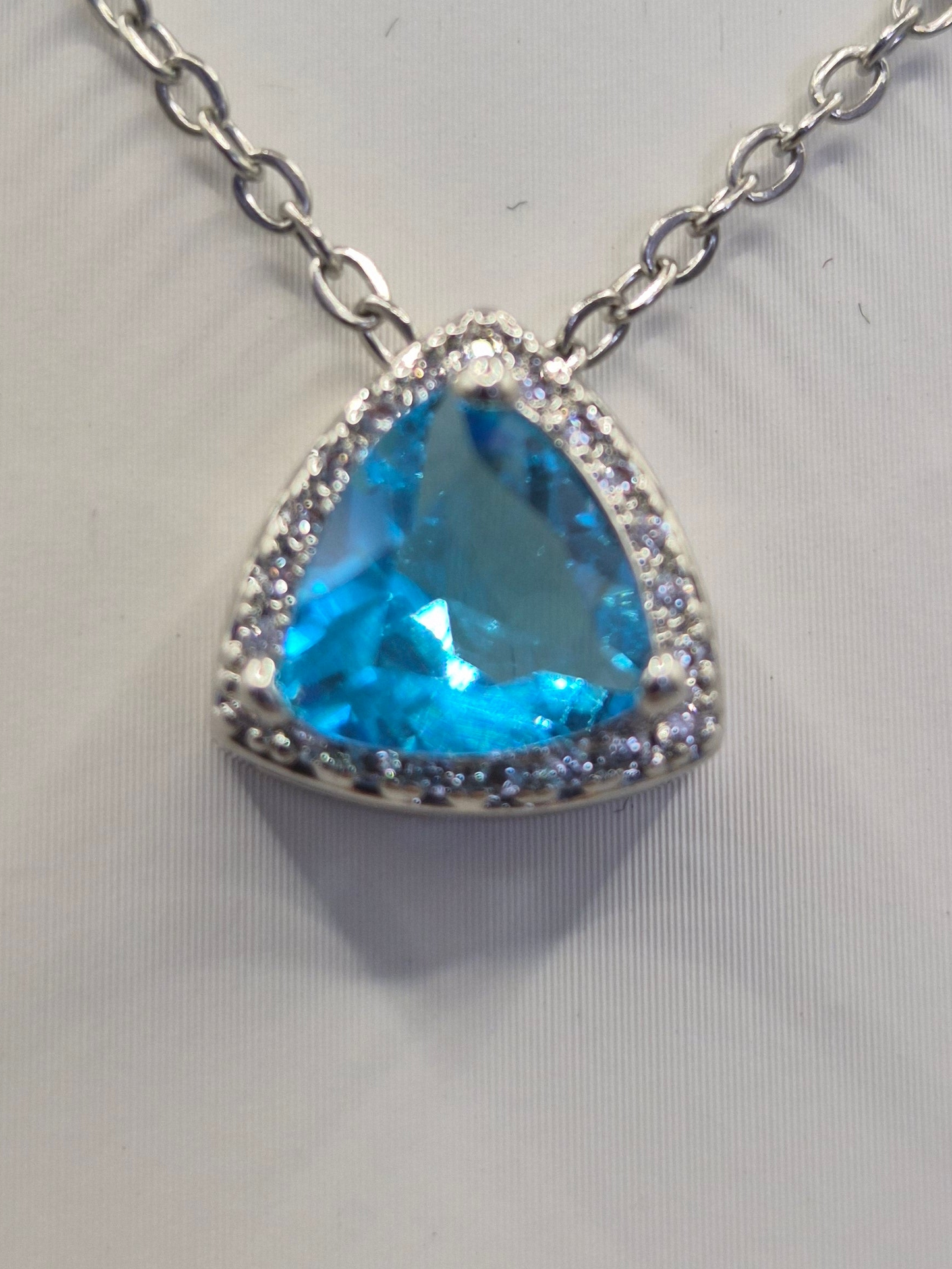 Blue Trilliant & Round Cubic Zirconia Pendant