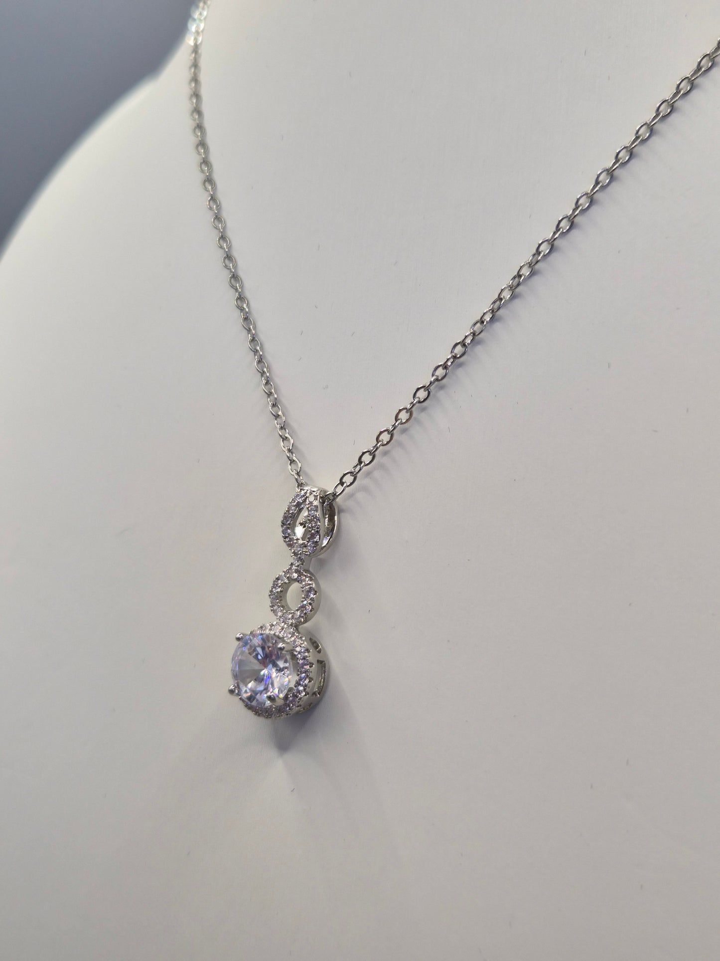 Double Loop & Halo Cubic Zirconia Pendant