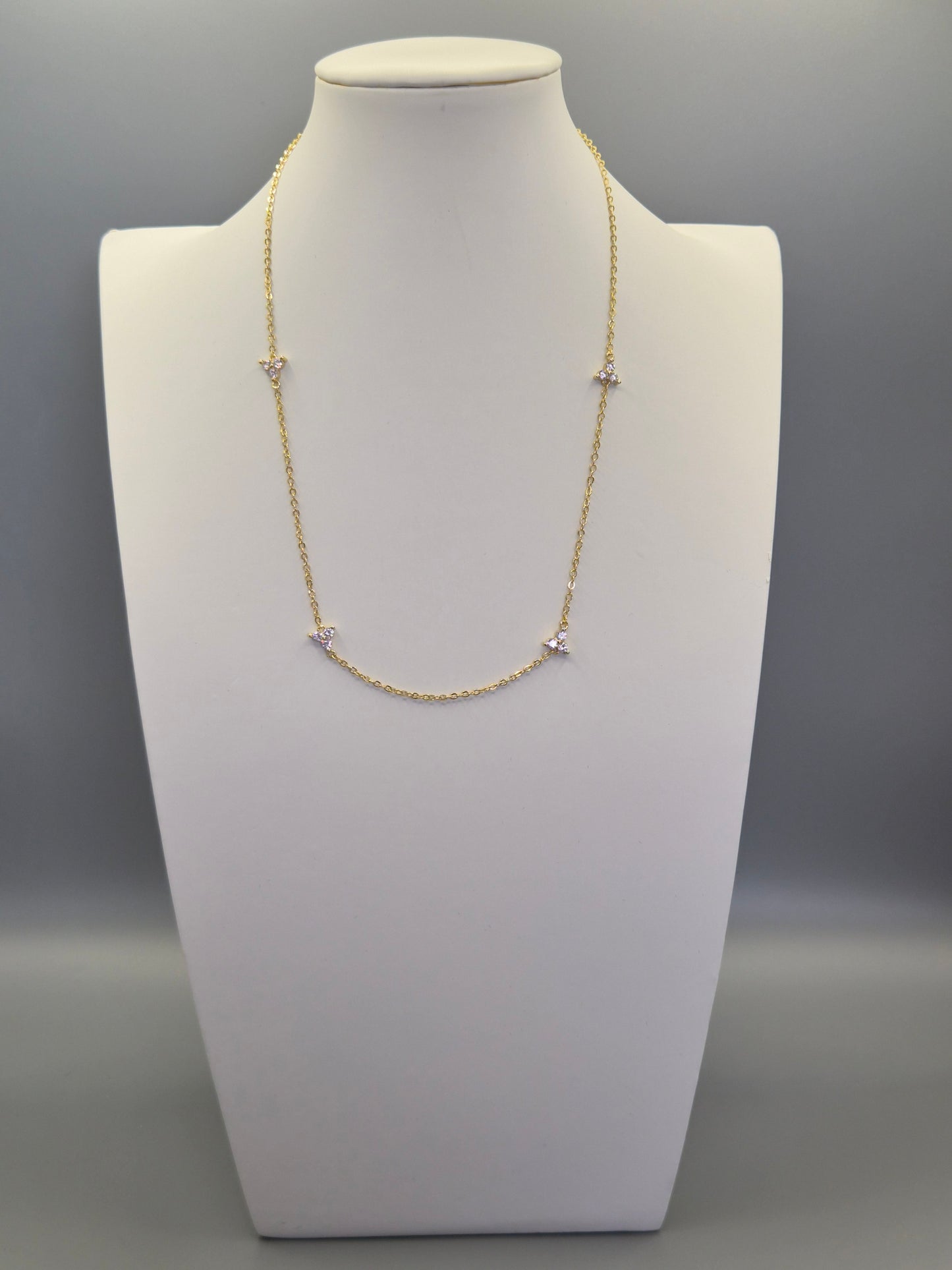 12 Stone Cubic Zirconia Choker Necklace- Yellow 16"