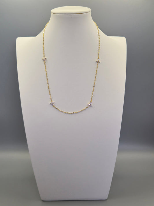 12 Stone Cubic Zirconia Choker Necklace- Yellow 16"
