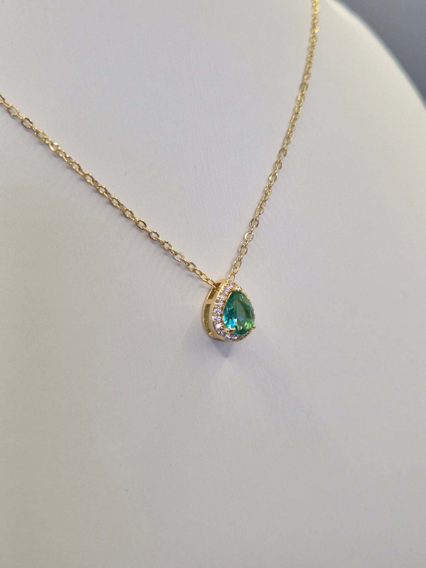 Jasmine Green Pear Shaped & Round Brilliant Cut Cubic Zirconia Pendant - Yellow