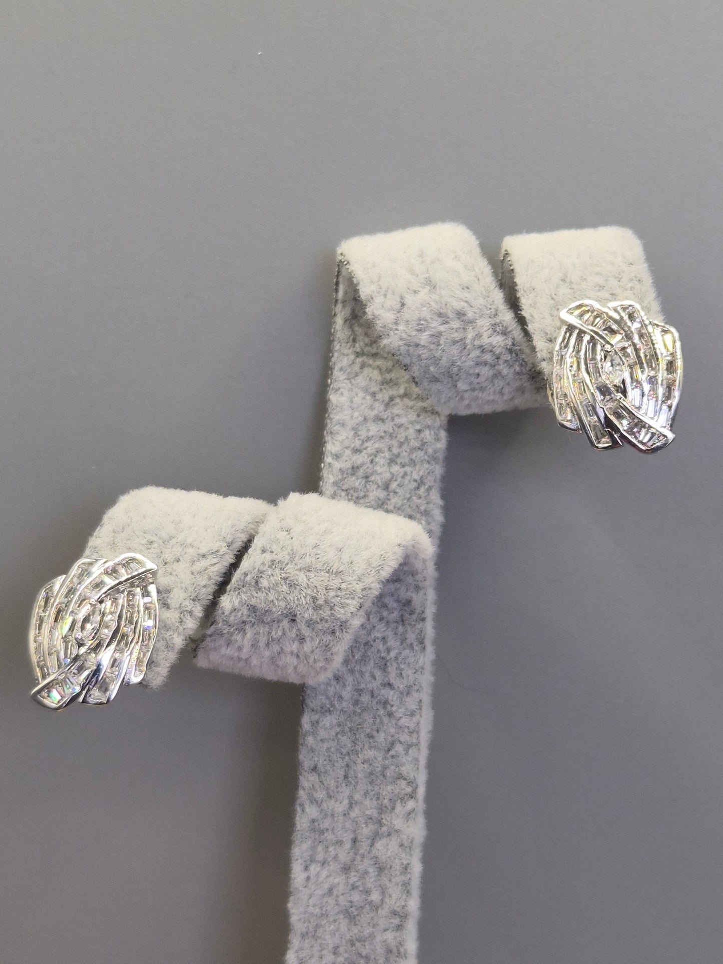 Marquise & Baguette Cut Cubic Zirconia Surround Stud Earrings