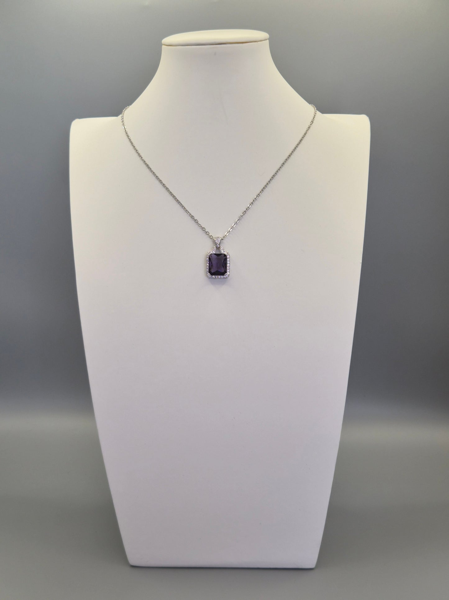 Violet Emerald Cut & Cubic Zirconia Pendant