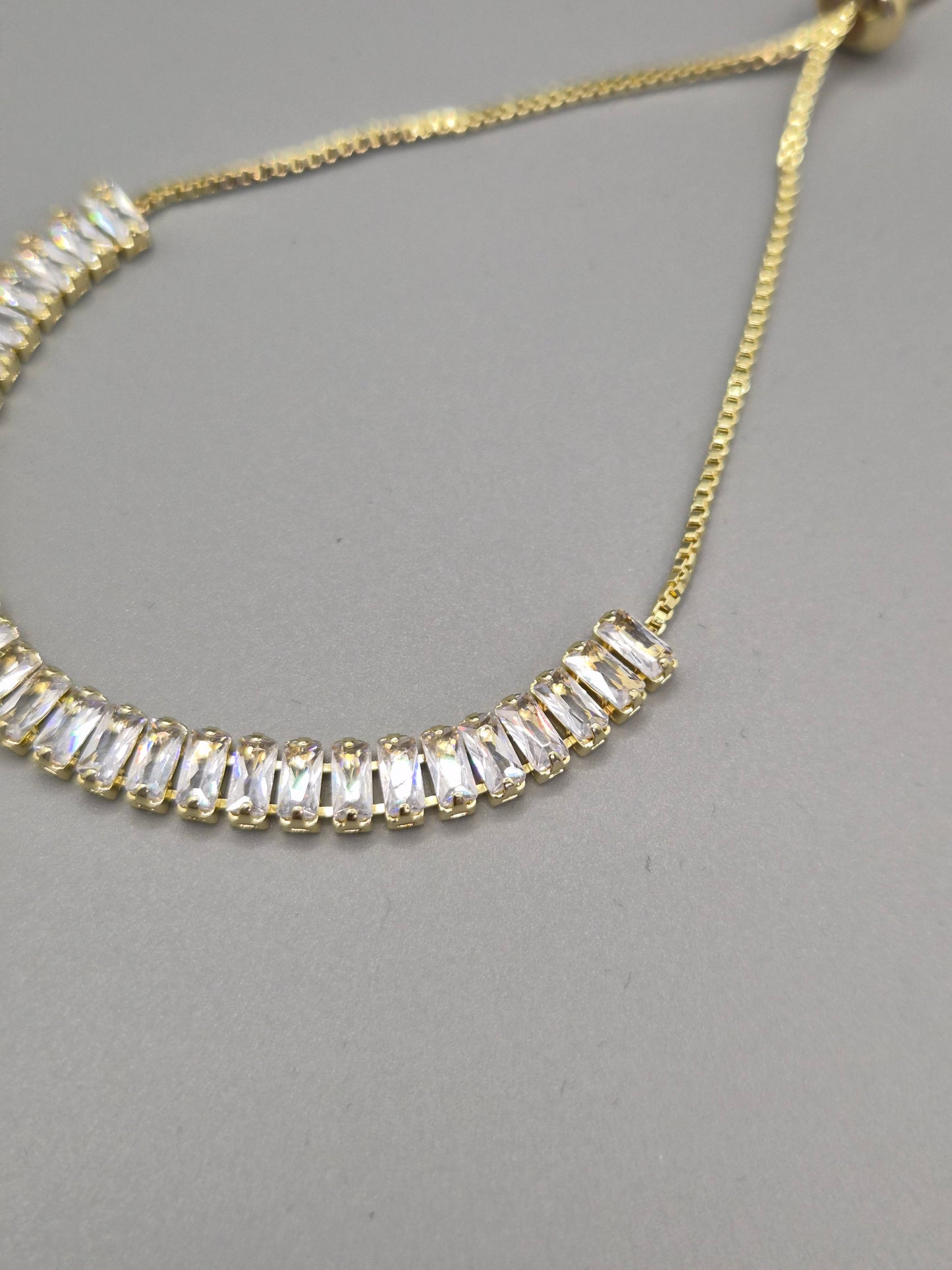 Baguette Cut Cubic Zirconia Adjustable Yellow Set Bracelet