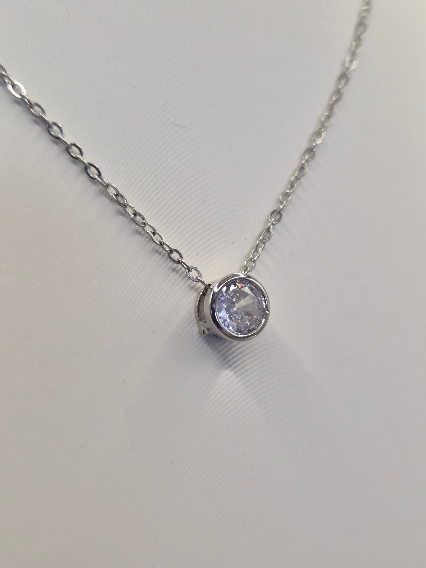 Bezel Set Solitaire Cubic Zirconia Pendant