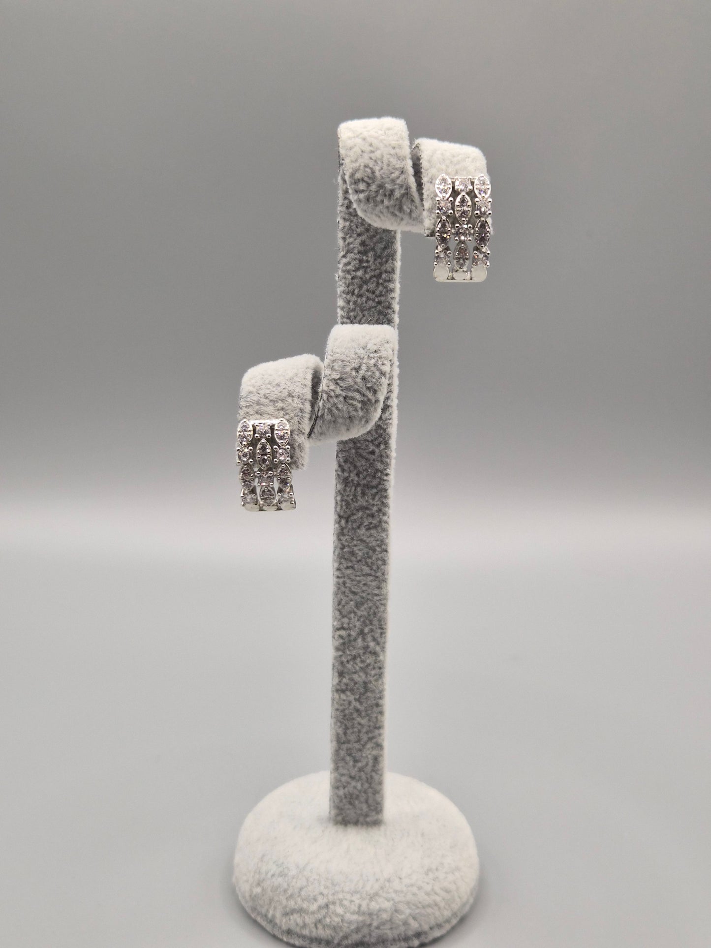 Marquise & Round Cubic Zirconia Half Hoop Earrings