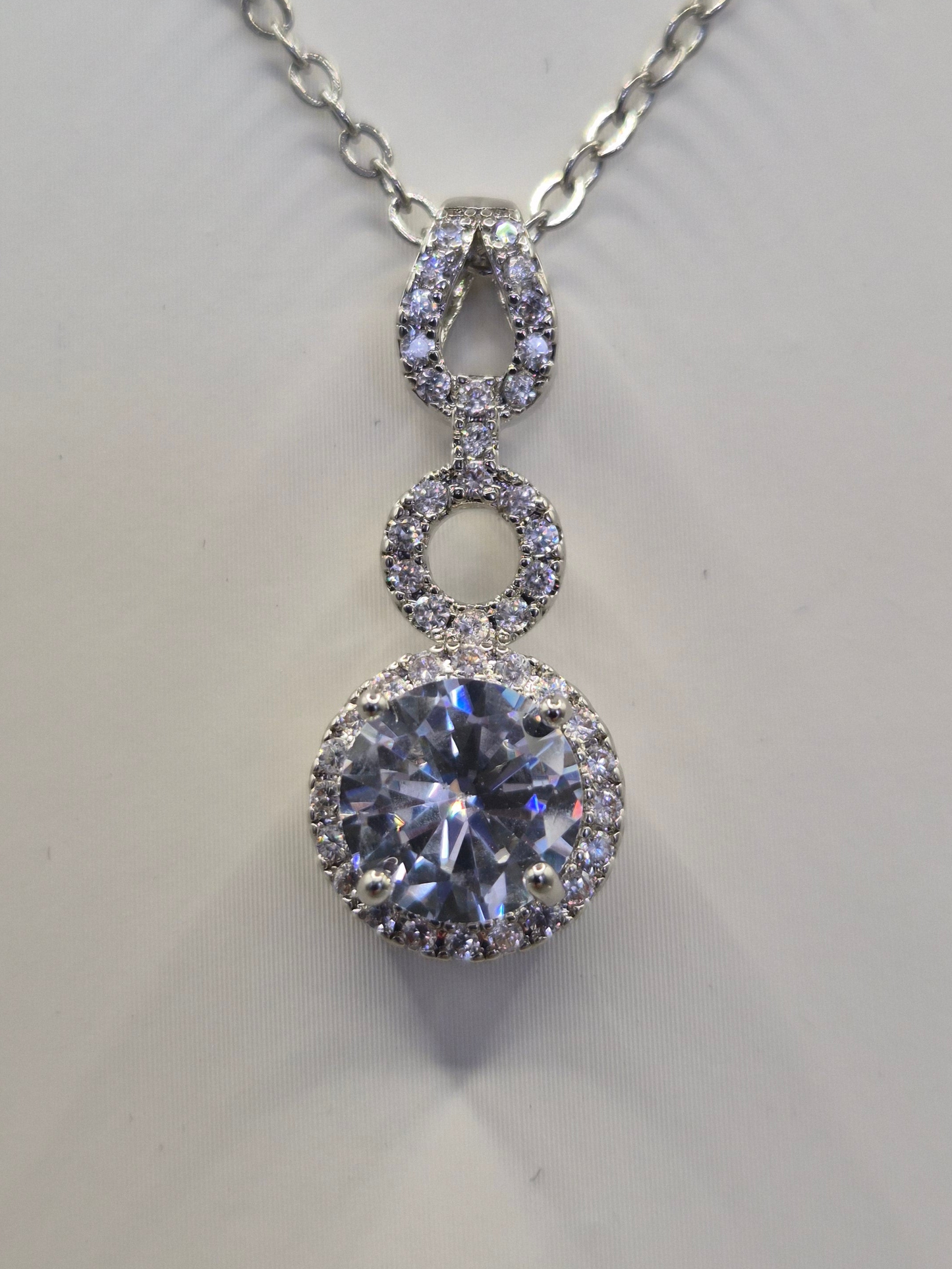 Double Loop & Halo Cubic Zirconia Pendant