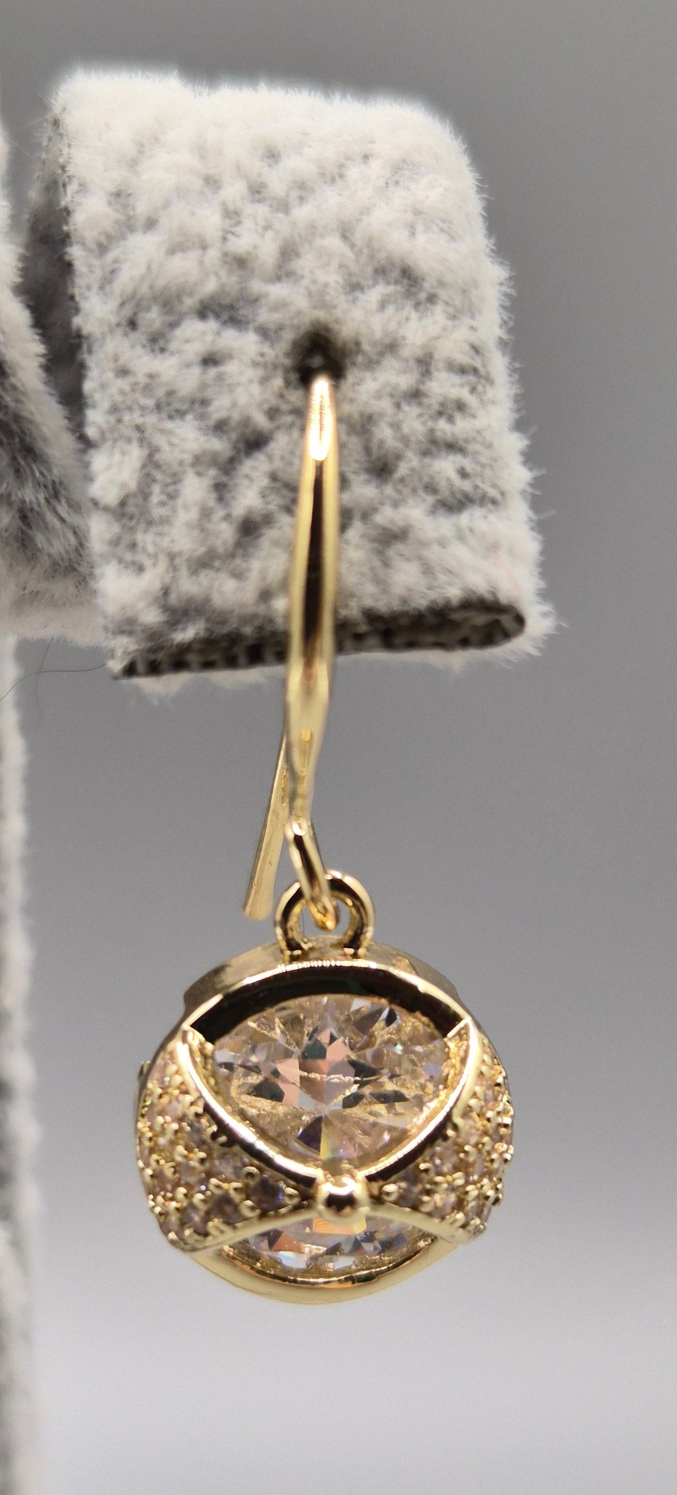 Gold Round Cubic Zirconia With Split Wrap Drop Earrings