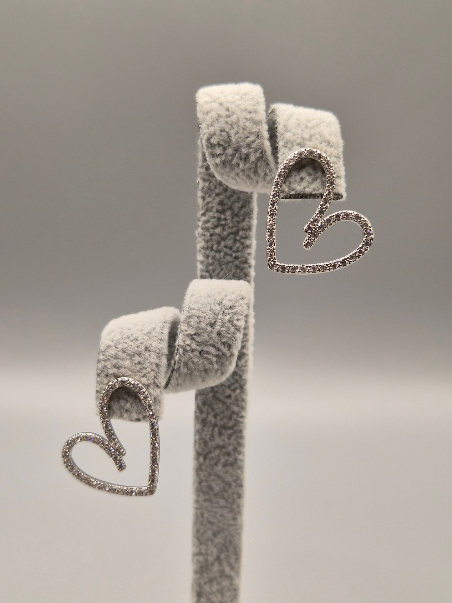 Open Heart Zirconia Stud Earrings