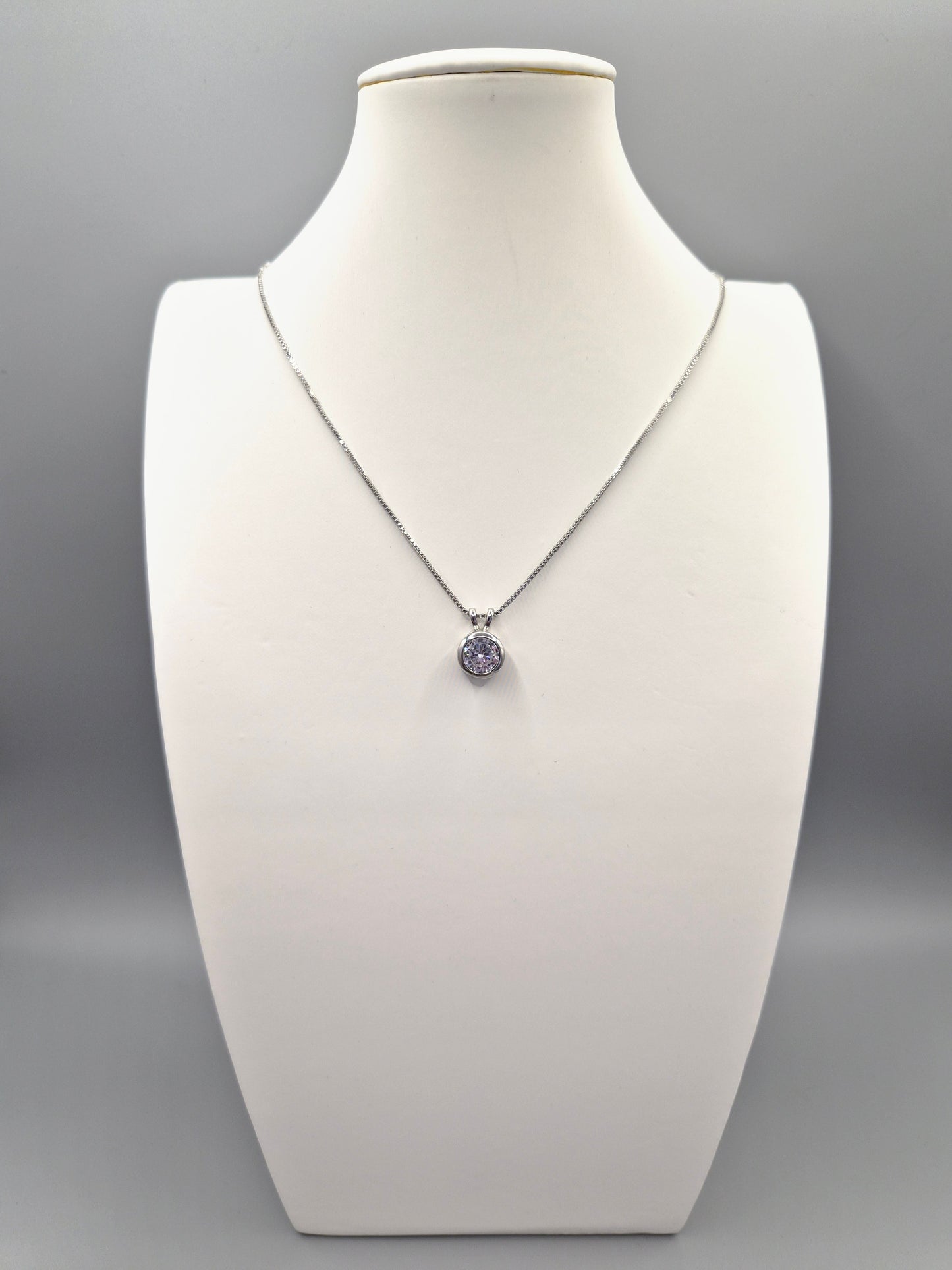 Besel Set Solitaire Cubic Zirconia Pendant