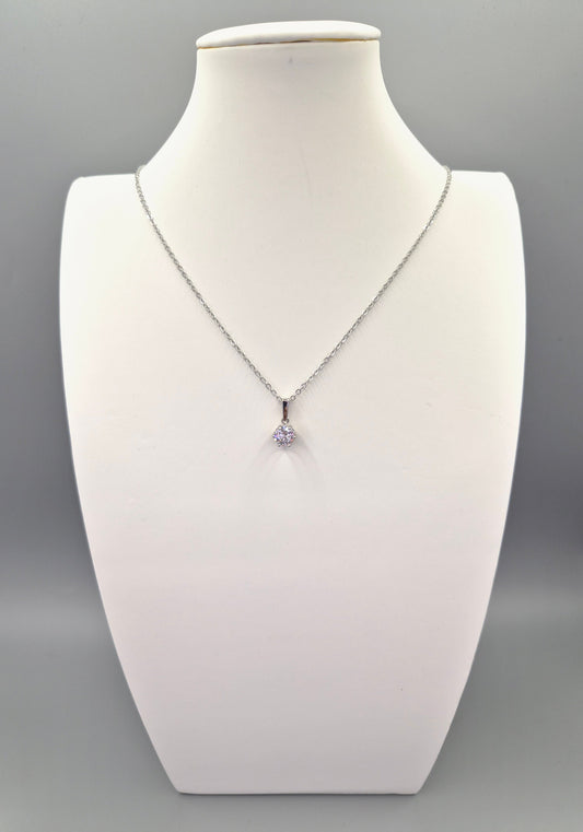 Round Solitaire Claw Set Cubic Zirconia Drop Pendant