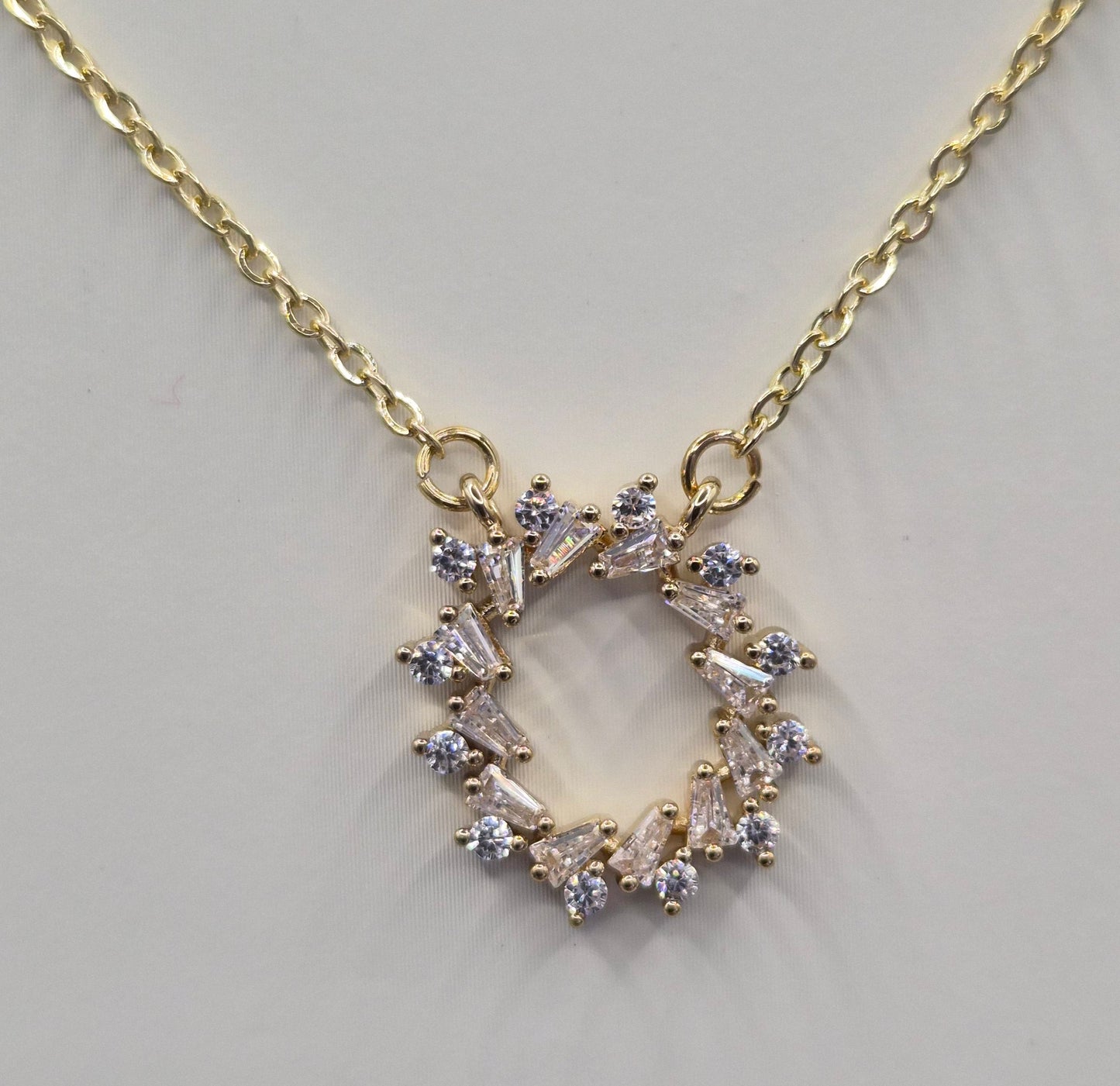 Tapered Baguette & Round Cubic Zirconia Yellow Set Pendant