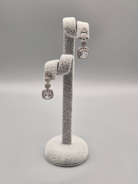 Quadruple Cubic Zirconia Drop Earrings