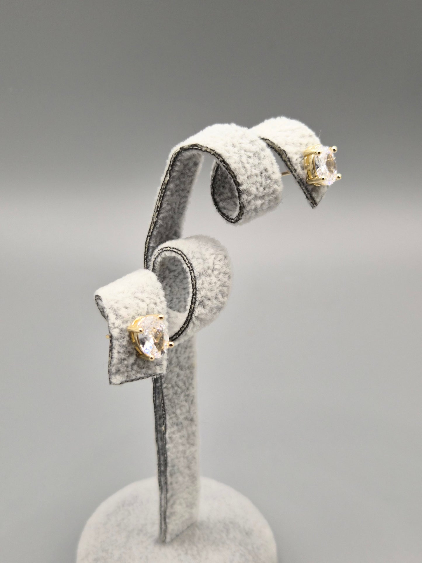 Oval Cut Cubic Zirconia Gold Plated Stud Earrings