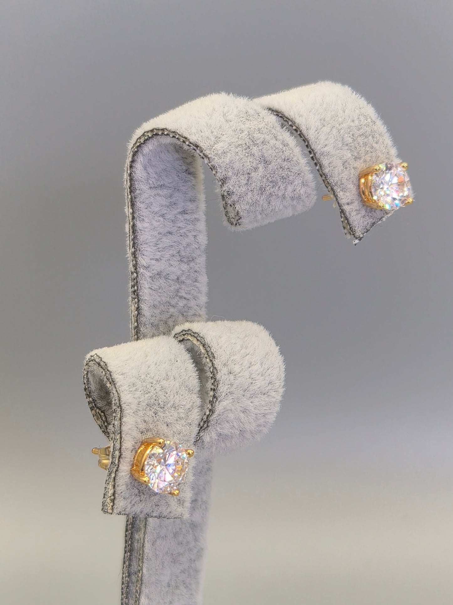 Round Brilliant Cubic Zirconia Stud Earrings Yellow Set