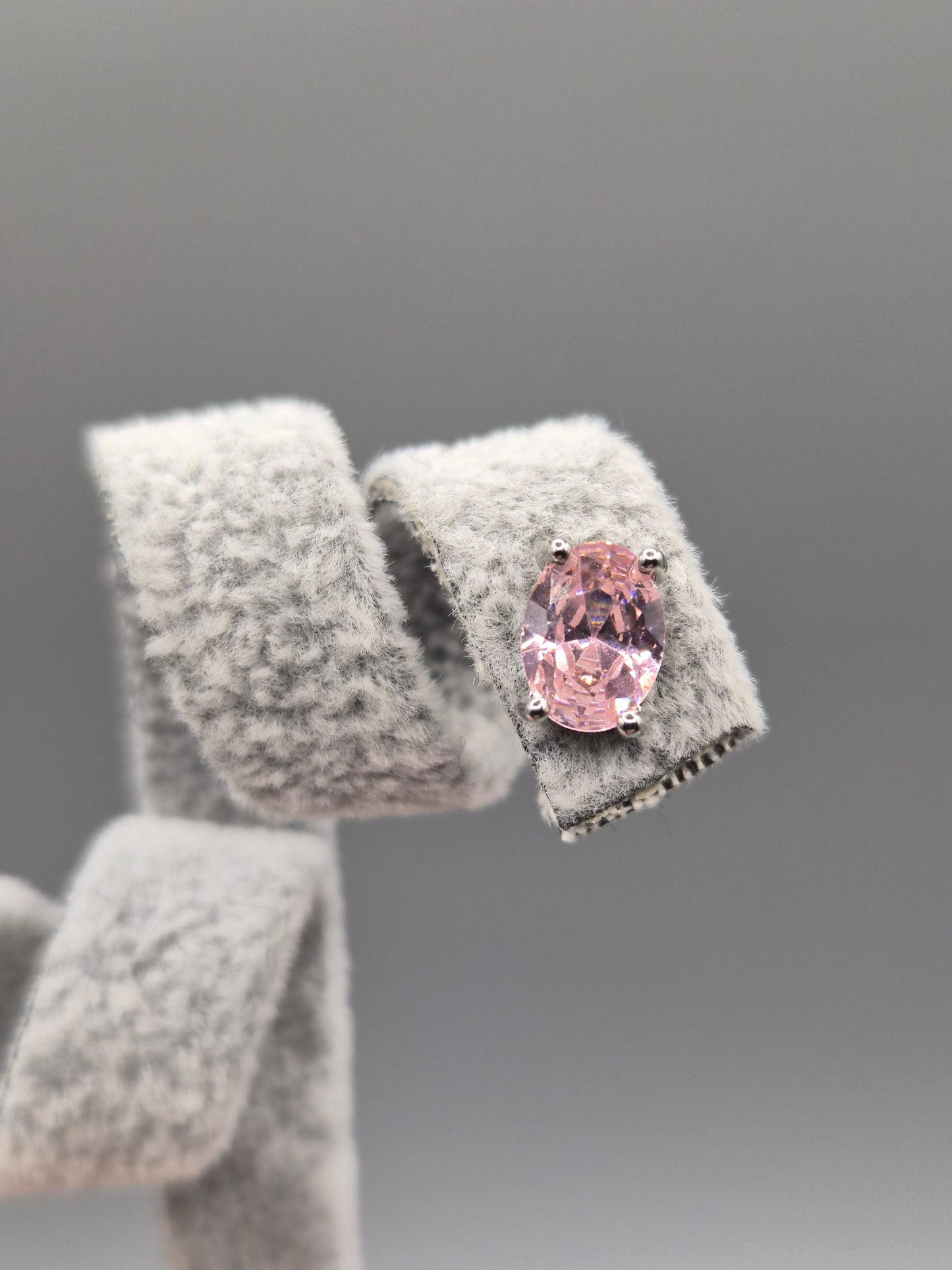 Oval Pink Cubic Zirconia Stud Earrings