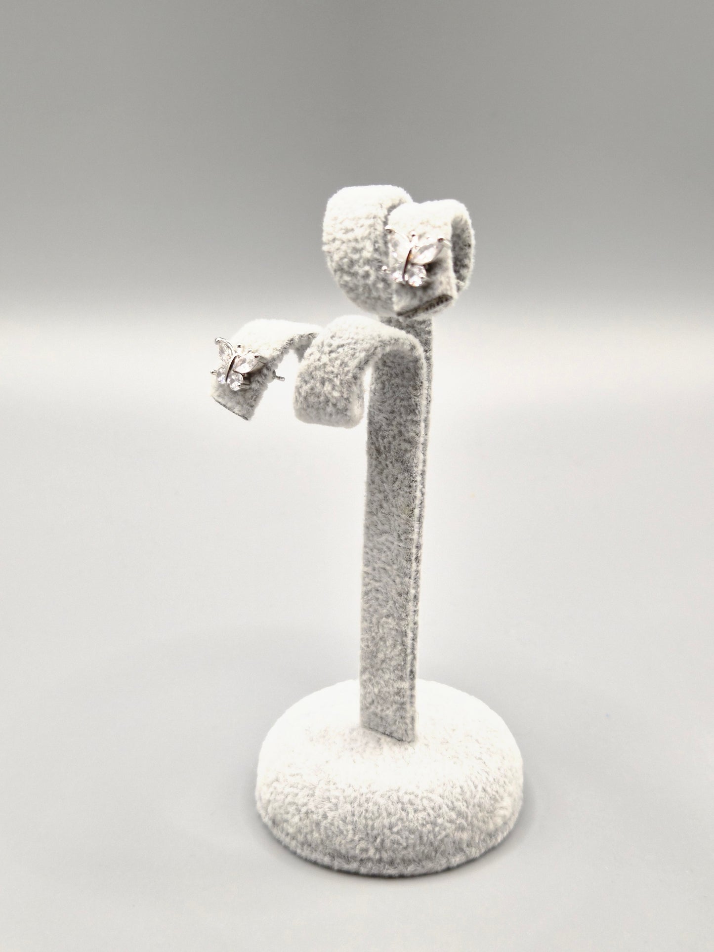 Butterfly Cubic Zirconia Open Circle Stud Earrings