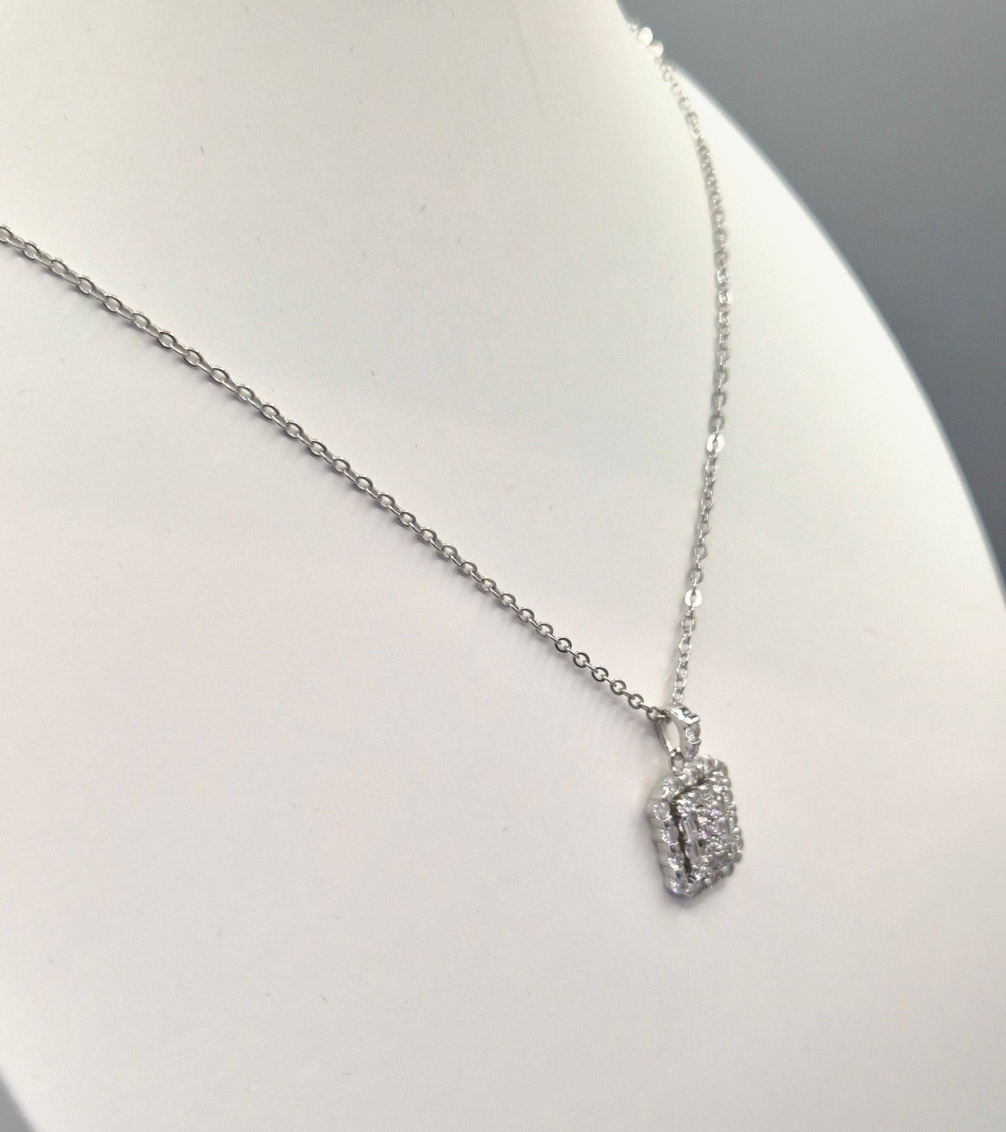Baguette & Round Cubic Zirconia Pendant