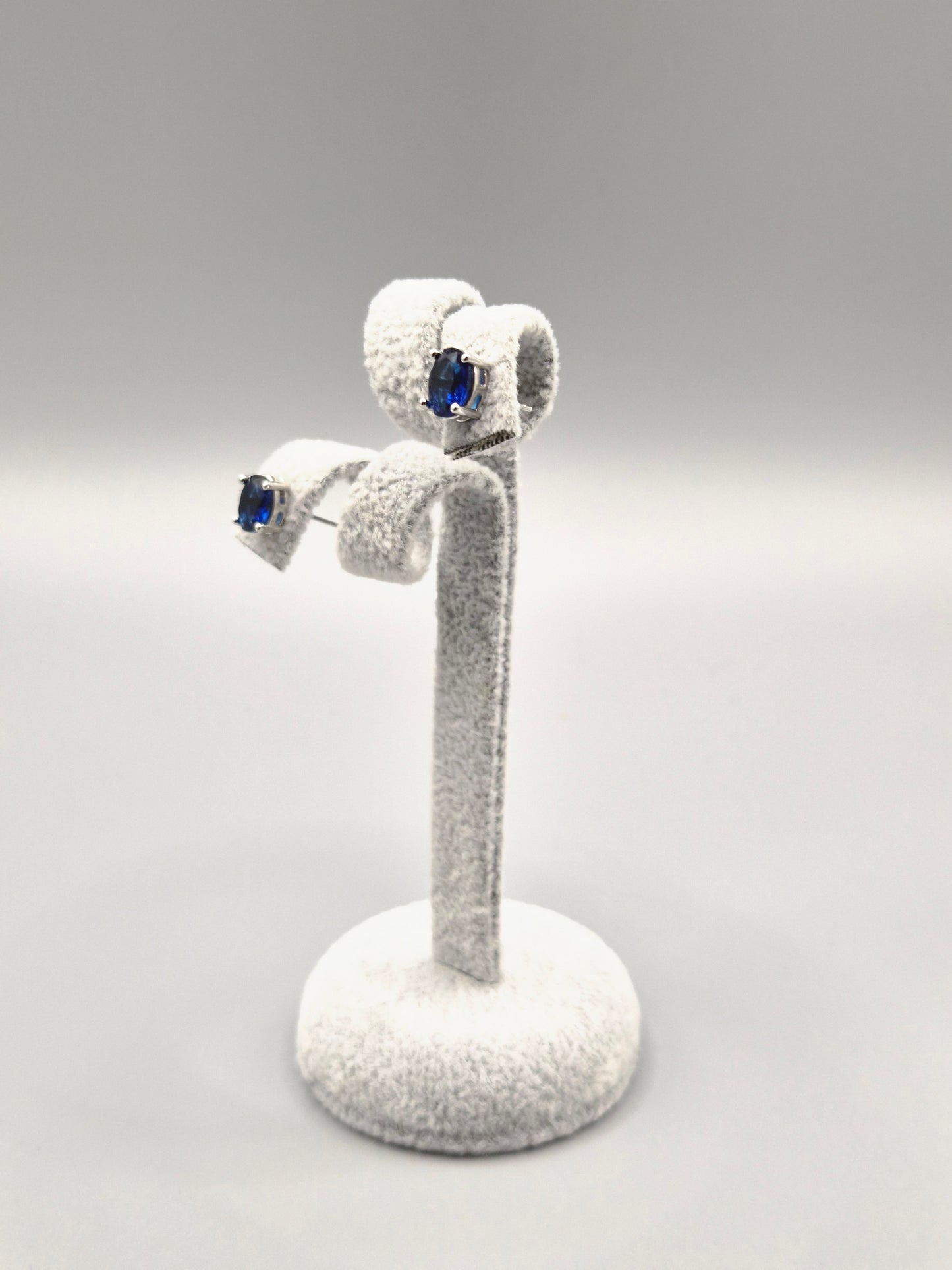 Oval Blue Cubic Zirconia Stud Earrings