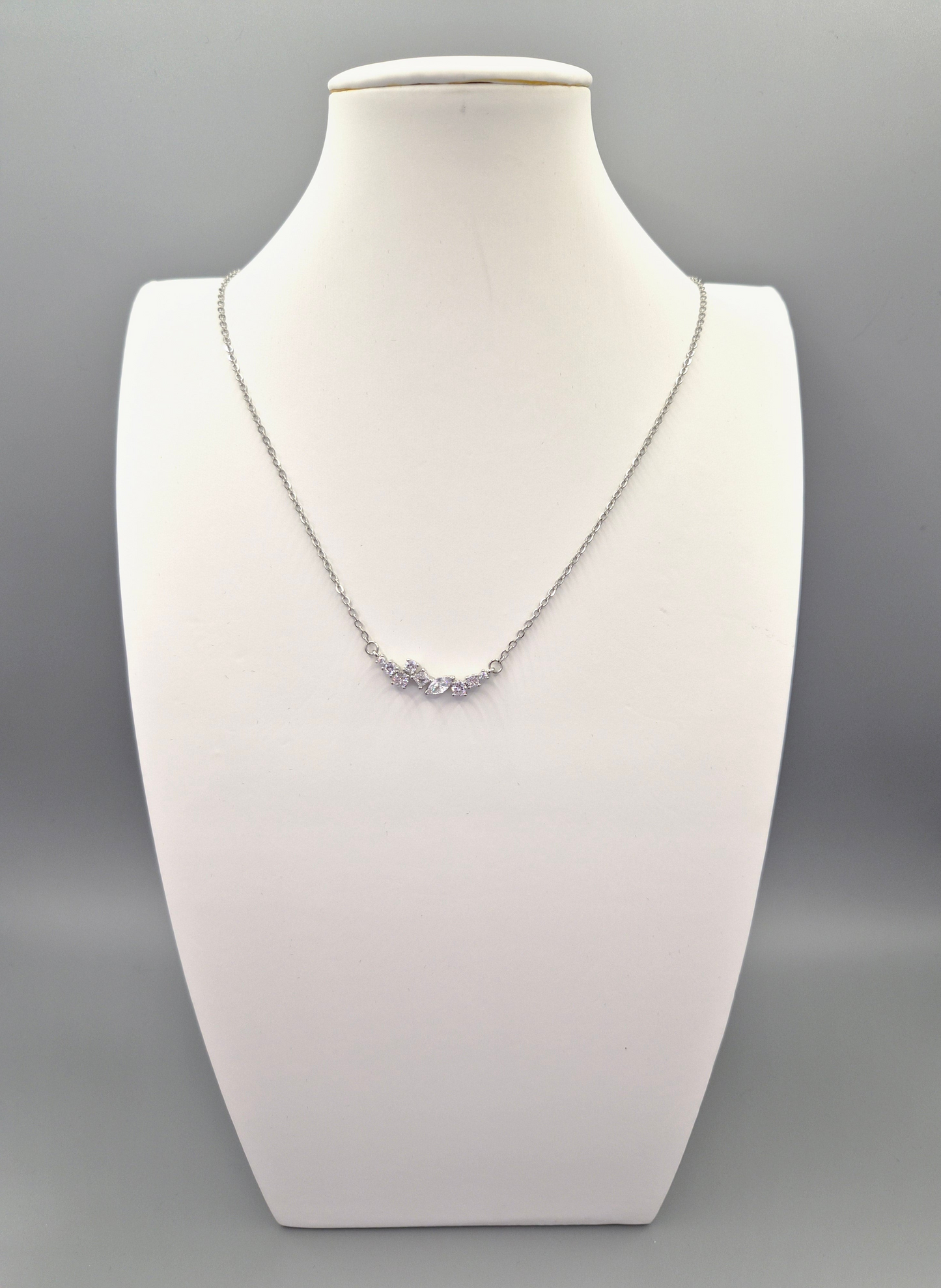 Curved Marquise, Round & Princess Cut Cubic Zirconia Pendant