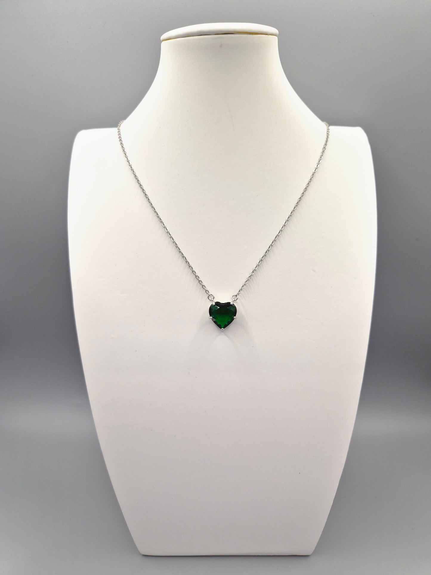 Heart Shaped Green Cubic Zirconia Pendant