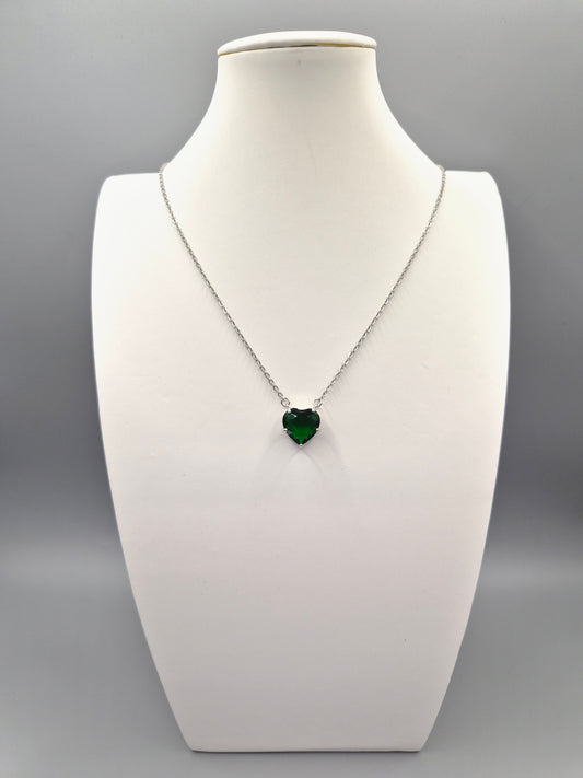 Heart Shaped Green Cubic Zirconia Pendant