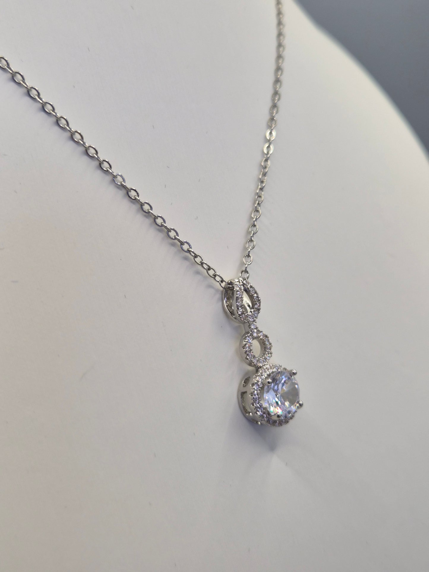 Double Loop & Halo Cubic Zirconia Pendant