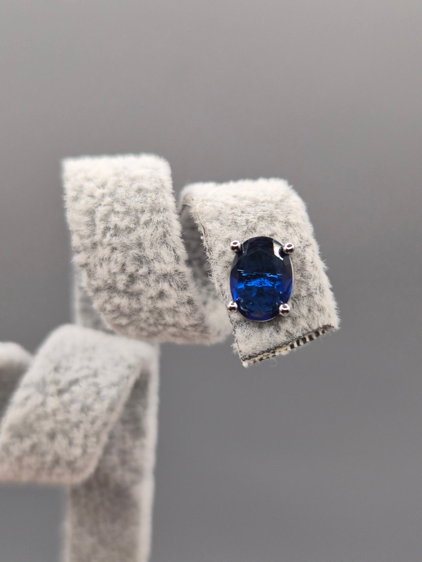 Oval Blue Cubic Zirconia Stud Earrings