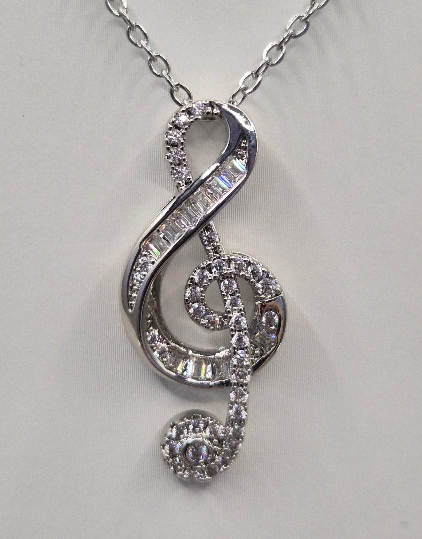 Music Note Cubic Zirconia Pendant