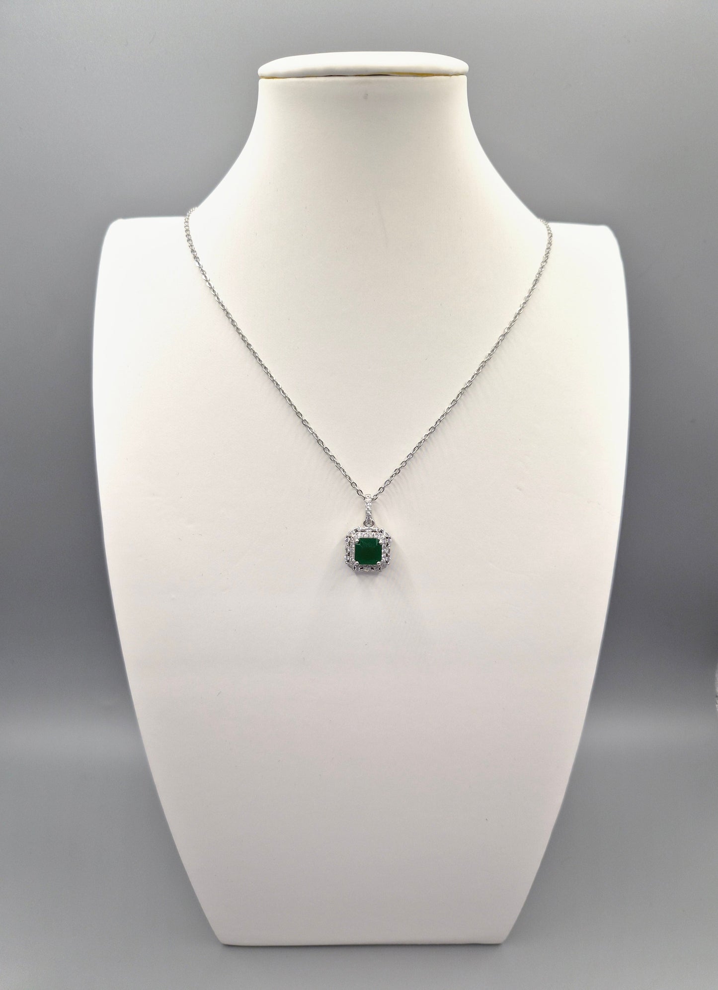 Green Square Cubic Marquise & Round Zirconia Set Pendant