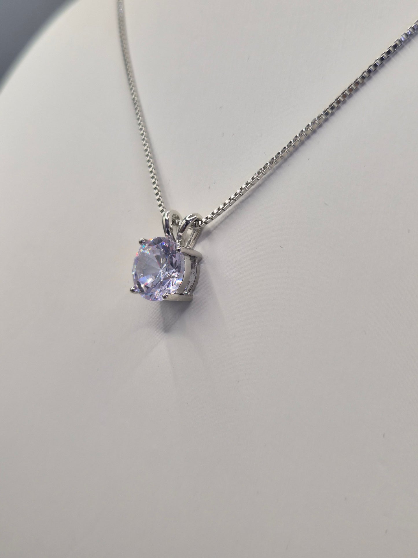 Cubic Zirconia Solitaire Claw Set Pendant