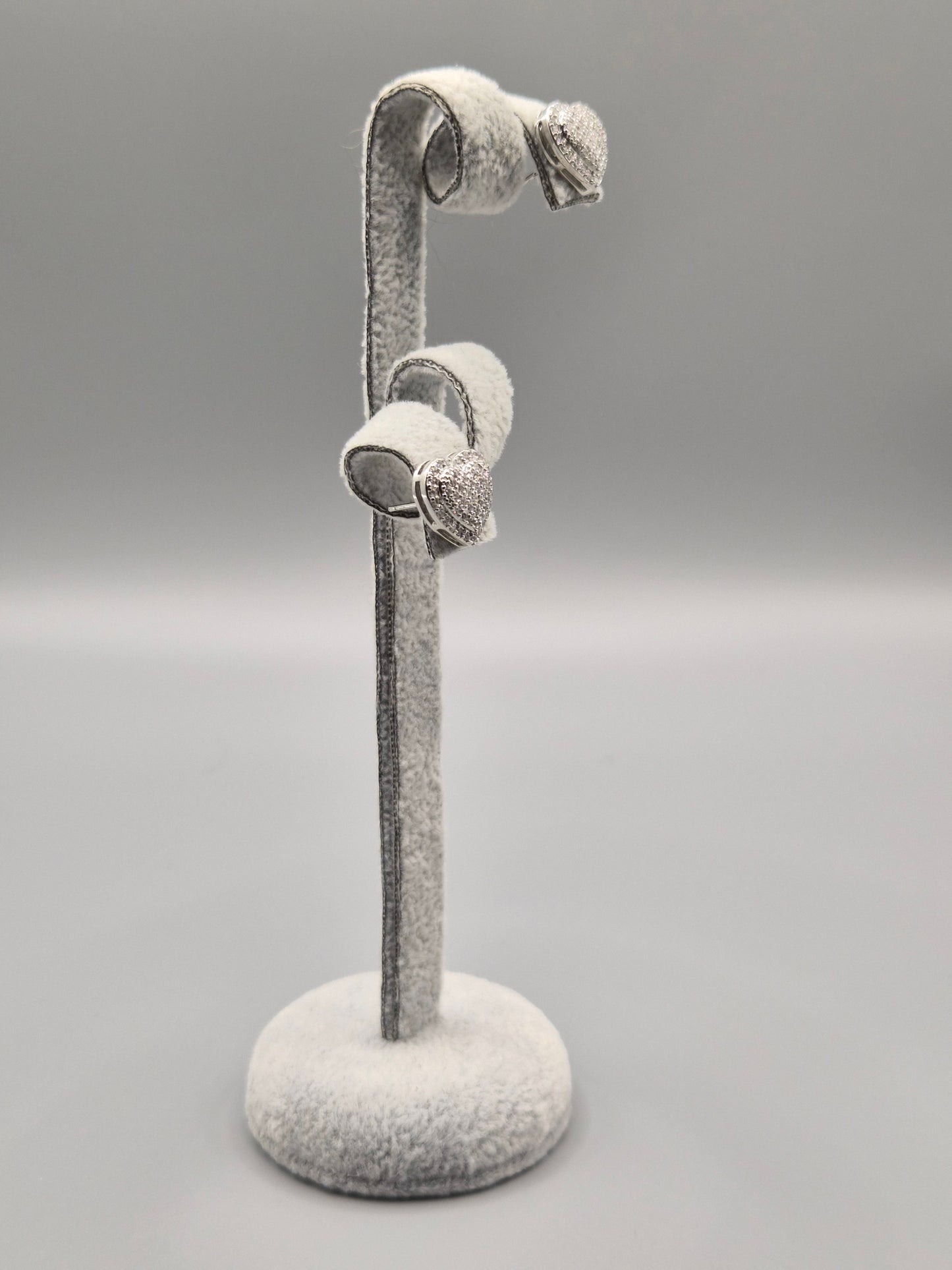 Full Heart Cubic Zirconia Stud Earrings