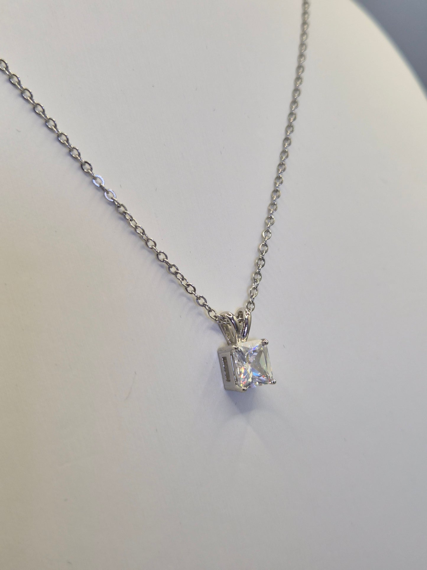 Princess Cut Cubic Zirconia Solitaire Pendant