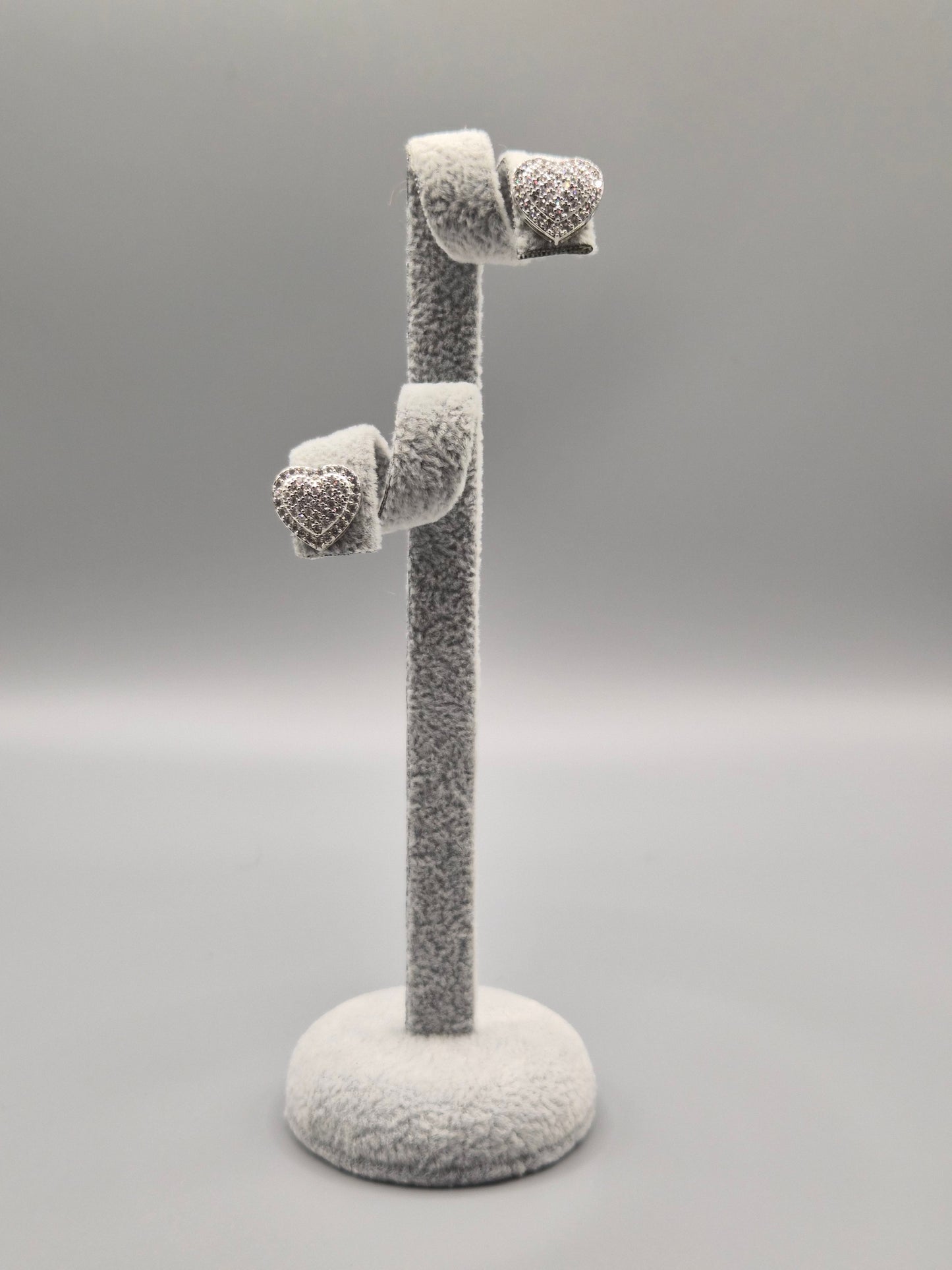 Full Heart Cubic Zirconia Stud Earrings