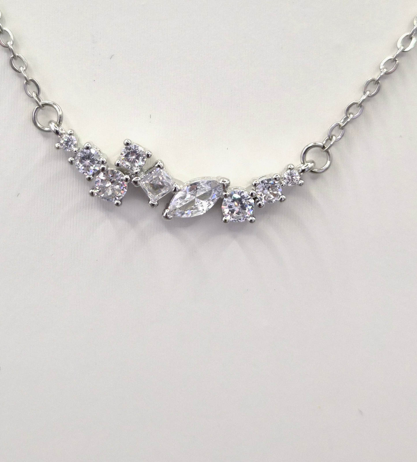 Curved Marquise, Round & Princess Cut Cubic Zirconia Pendant