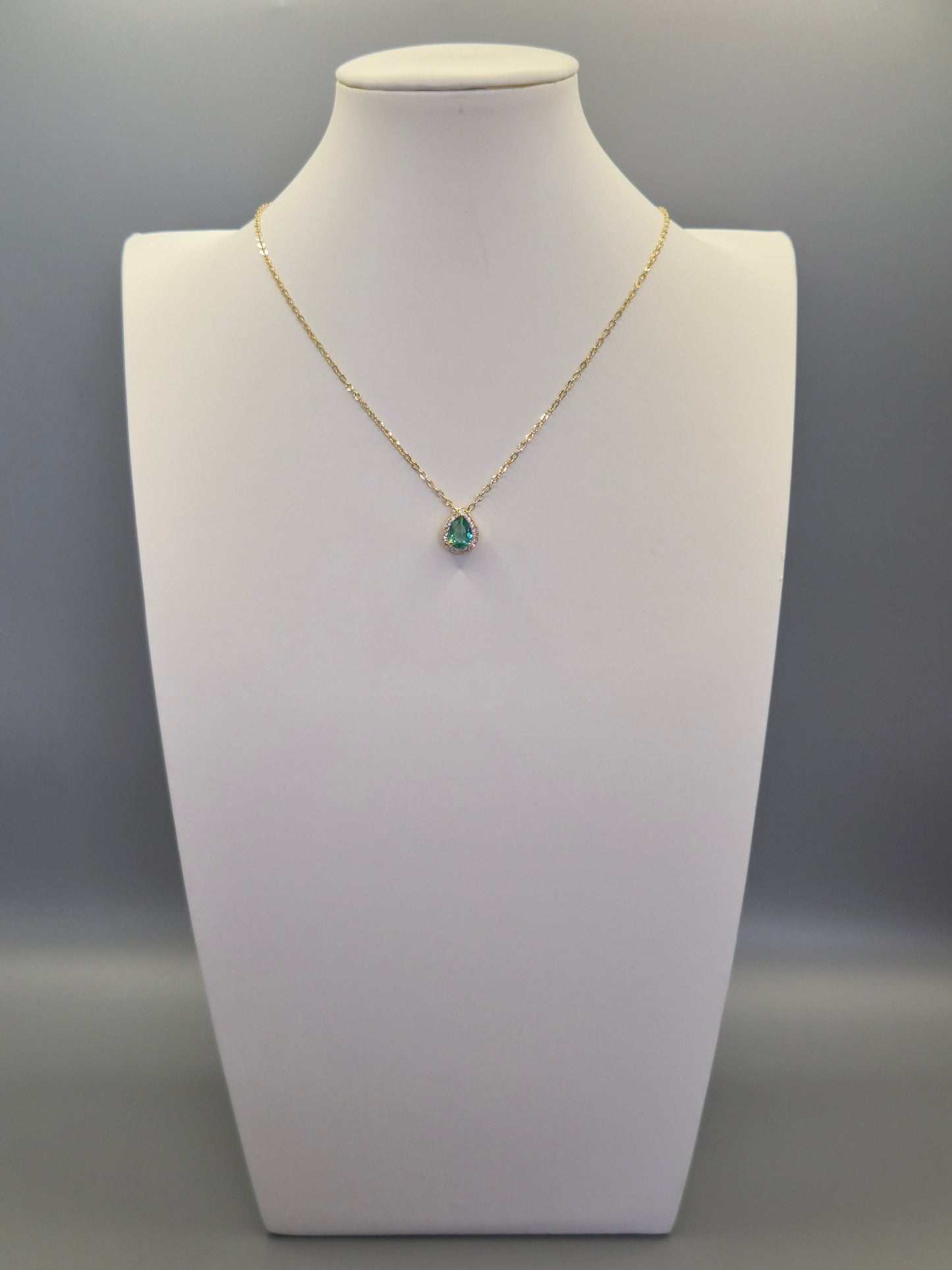 Jasmine Green Pear Shaped & Round Brilliant Cut Cubic Zirconia Pendant - Yellow