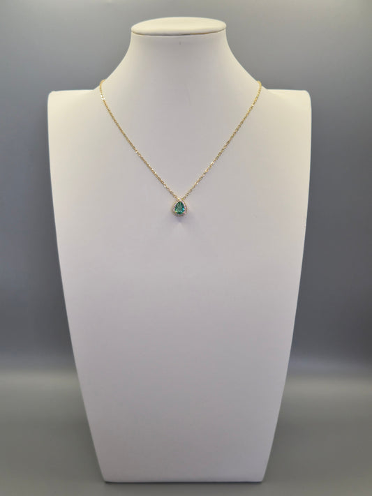 Jasmine Green Pear Shaped & Round Brilliant Cut Cubic Zirconia Pendant - Yellow