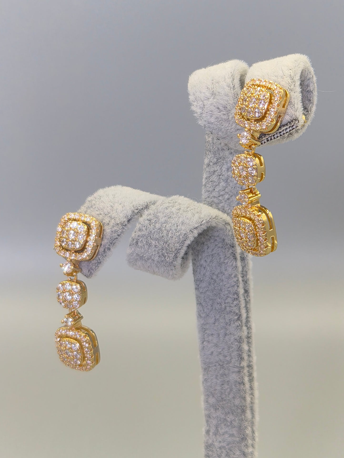 Halo Set Cubic Zirconia Drop Earrings