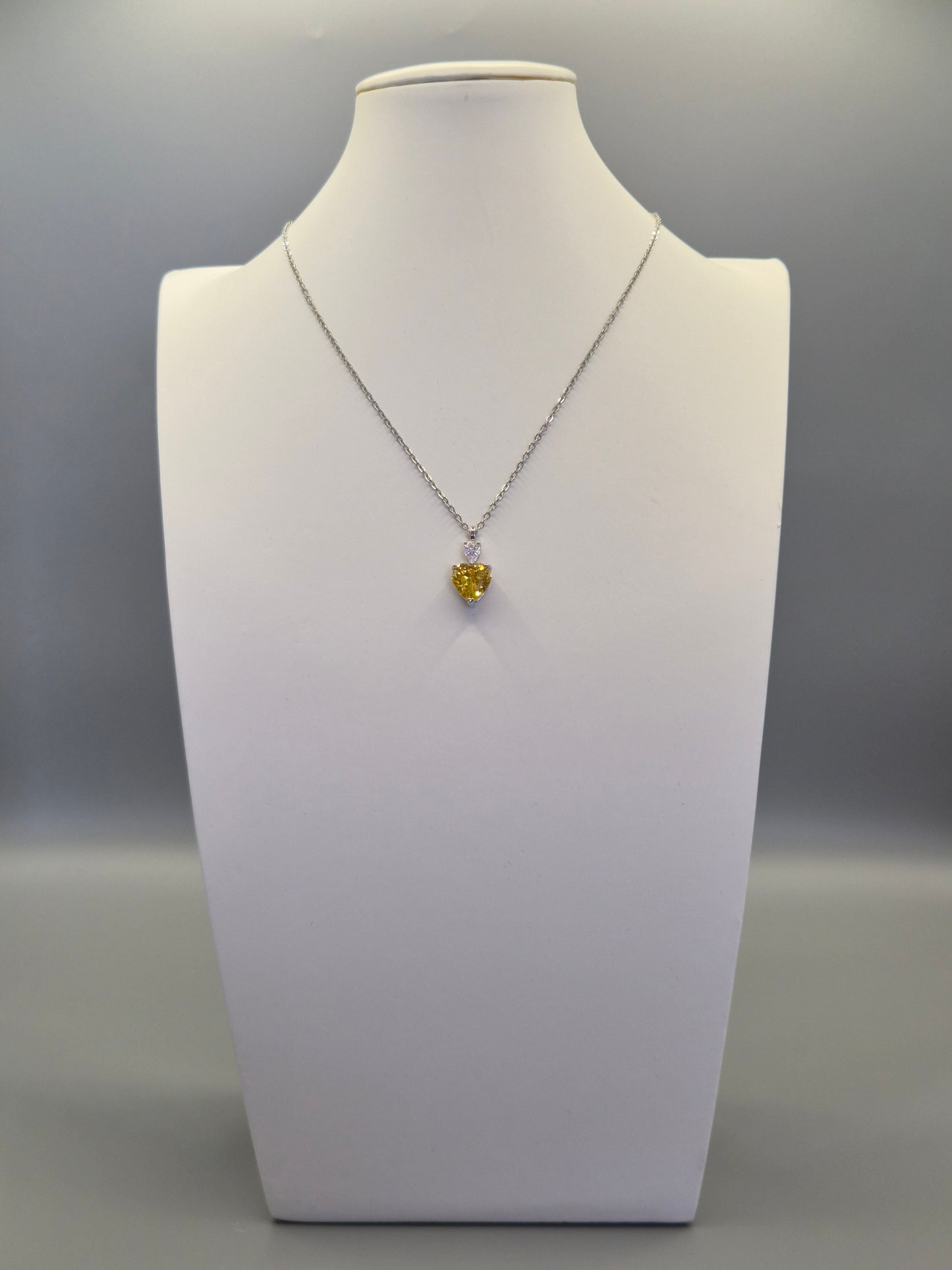 Yellow Heart & Pear Cubic Zirconia Pendant