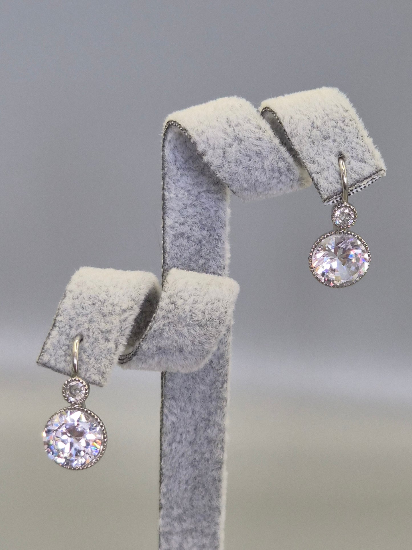 Bezel Set Cubic Zirconia Hook Through Earrings
