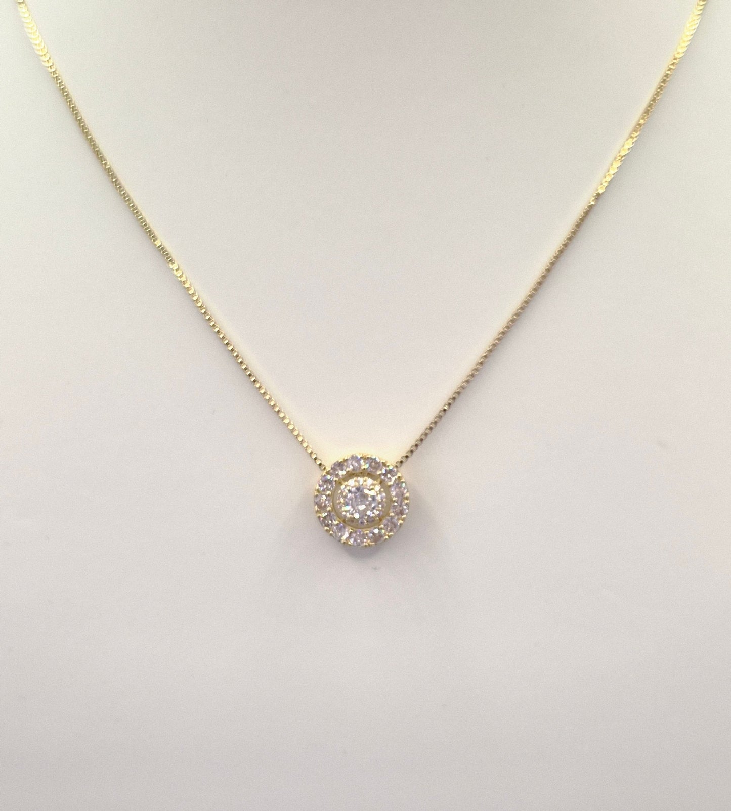 Trilogy Halo Yellow Set Cubic Zirconia Pendant