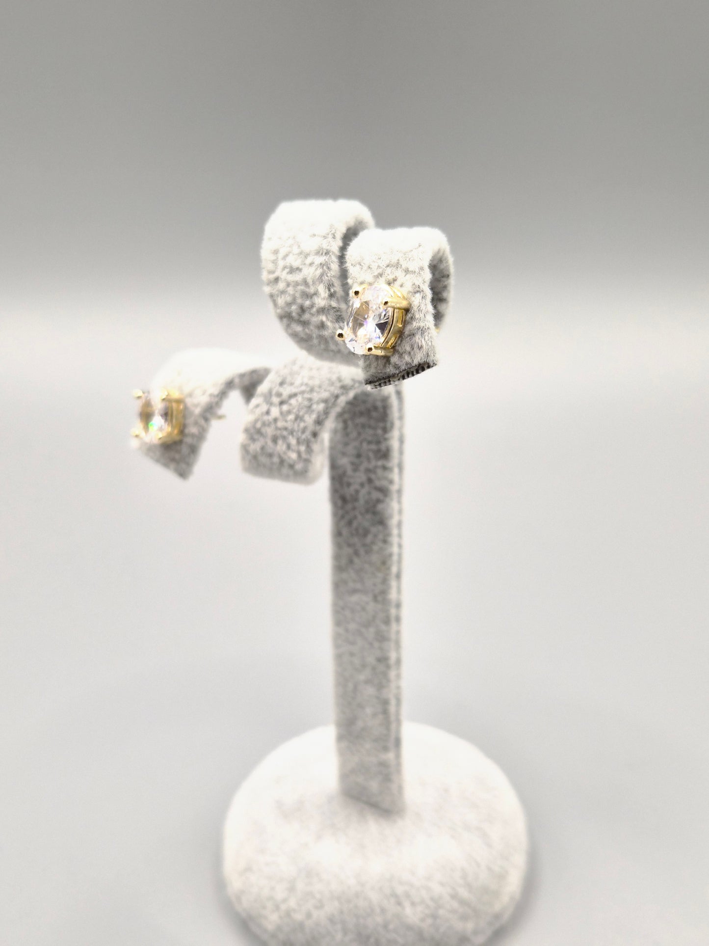 Oval Cut Cubic Zirconia Gold Plated Stud Earrings